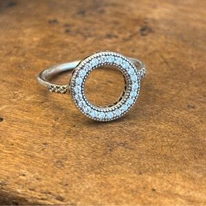 Pandora Silver Circle Ring with Clear Stones